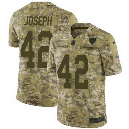 Personalized Raiders #42 Karl Joseph Camo Youth Stitched NFL Limited 2018 Salute to Service Jersey
