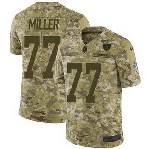 Personalized Raiders #77 Kolton Miller Camo Youth Stitched NFL Limited 2018 Salute to Service Jersey