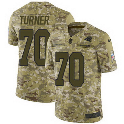 Personalized Panthers #70 Trai Turner Camo Youth Stitched NFL Limited 2018 Salute to Service Jersey