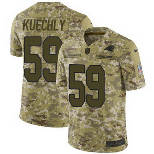 Personalized Panthers #59 Luke Kuechly Camo Youth Stitched NFL Limited 2018 Salute to Service Jersey
