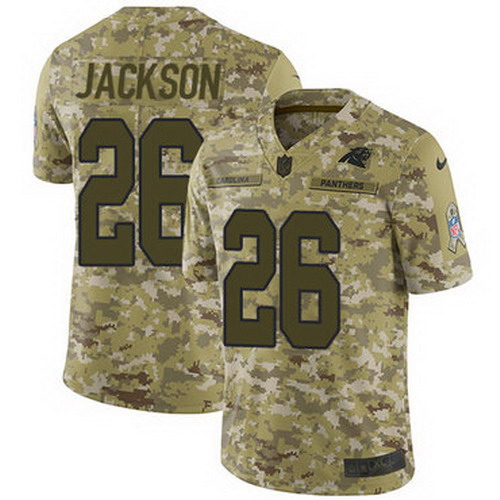 Personalized Panthers #26 Donte Jackson Camo Youth Stitched NFL Limited 2018 Salute to Service Jersey