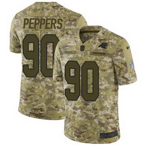 Personalized Panthers #90 Julius Peppers Camo Youth Stitched NFL Limited 2018 Salute to Service Jersey