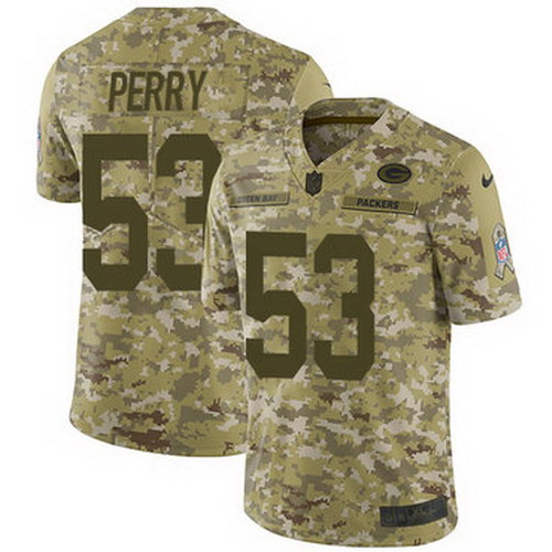 Personalized Packers #53 Nick Perry Camo Youth Stitched NFL Limited 2018 Salute to Service Jersey