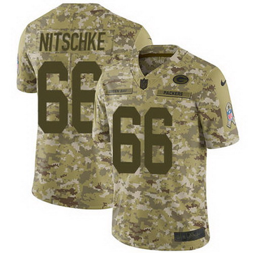 Personalized Packers #66 Ray Nitschke Camo Youth Stitched NFL Limited 2018 Salute to Service Jersey