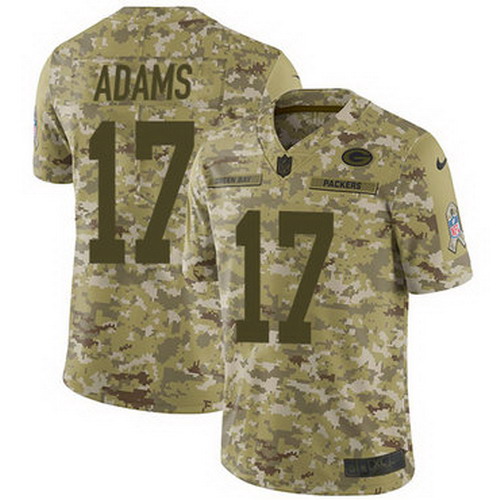 Personalized Packers #17 Davante Adams Camo Youth Stitched NFL Limited 2018 Salute to Service Jersey