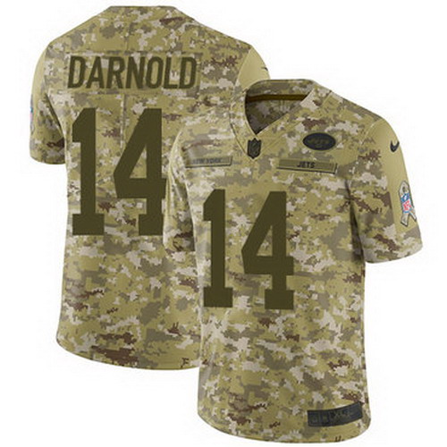 Personalized Jets #14 Sam Darnold Camo Youth Stitched NFL Limited 2018 Salute to Service Jersey