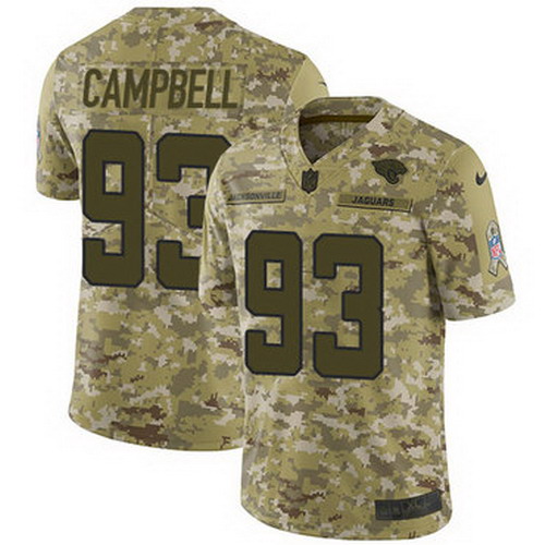 Personalized Jaguars #93 Calais Campbell Camo Youth Stitched NFL Limited 2018 Salute to Service Jersey