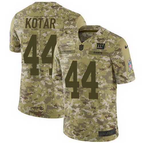 Personalized Giants #44 Doug Kotar Camo Youth Stitched NFL Limited 2018 Salute to Service Jersey