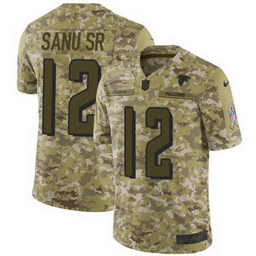 Personalized Falcons #12 Mohamed Sanu Sr Camo Youth Stitched NFL Limited 2018 Salute to Service Jersey