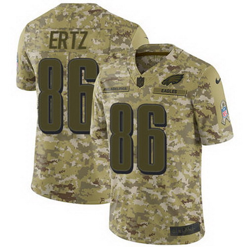 Personalized Eagles #86 Zach Ertz Camo Youth Stitched NFL Limited 2018 Salute to Service Jersey