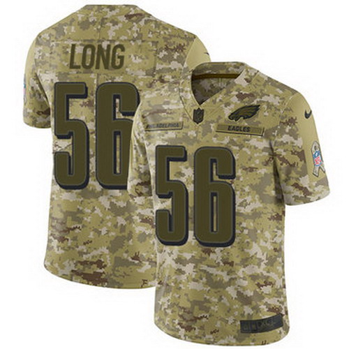 Personalized Eagles #56 Chris Long Camo Youth Stitched NFL Limited 2018 Salute to Service Jersey