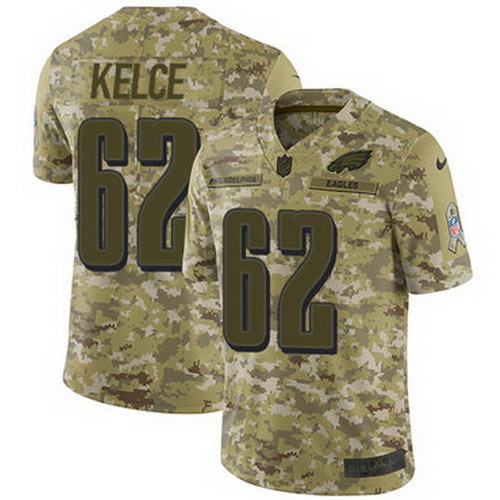 Personalized Eagles #62 Jason Kelce Camo Youth Stitched NFL Limited 2018 Salute to Service Jersey