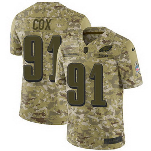Personalized Eagles #91 Fletcher Cox Camo Youth Stitched NFL Limited 2018 Salute to Service Jersey