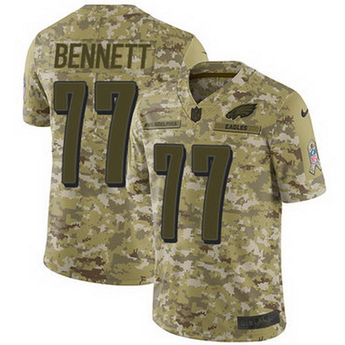 Personalized Eagles #77 Michael Bennett Camo Youth Stitched NFL Limited 2018 Salute to Service Jersey