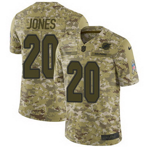 Personalized Dolphins #20 Reshad Jones Camo Youth Stitched NFL Limited 2018 Salute to Service Jersey