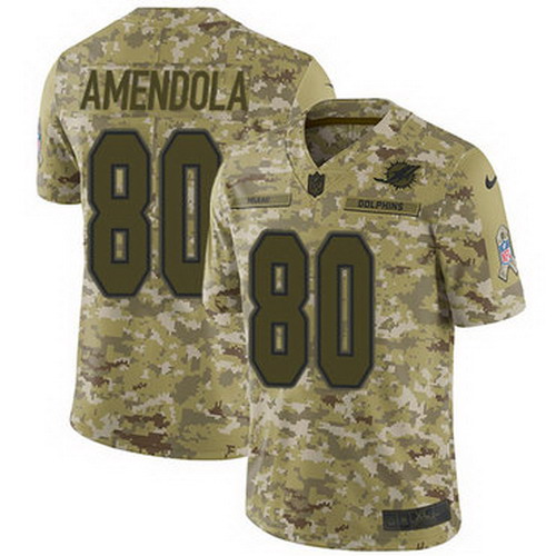Personalized Dolphins #80 Danny Amendola Camo Youth Stitched NFL Limited 2018 Salute to Service Jersey