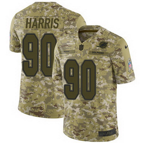 Personalized Dolphins #90 Charles Harris Camo Youth Stitched NFL Limited 2018 Salute to Service Jersey