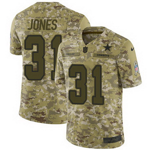 Personalized Cowboys #31 Byron Jones Camo Youth Stitched NFL Limited 2018 Salute to Service Jersey
