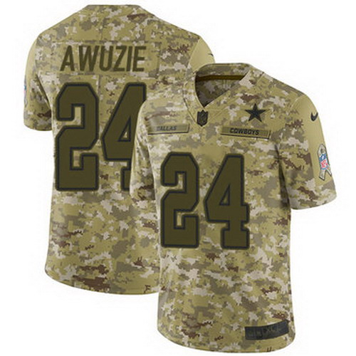 Personalized Cowboys #24 Chidobe Awuzie Camo Youth Stitched NFL Limited 2018 Salute to Service Jersey
