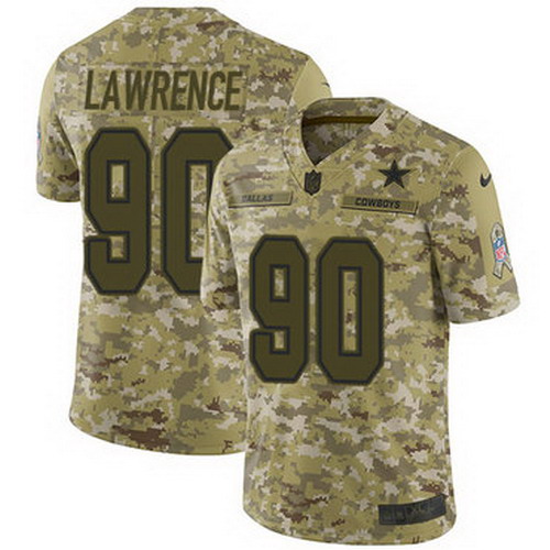 Personalized Cowboys #90 Demarcus Lawrence Camo Youth Stitched NFL Limited 2018 Salute to Service Jersey