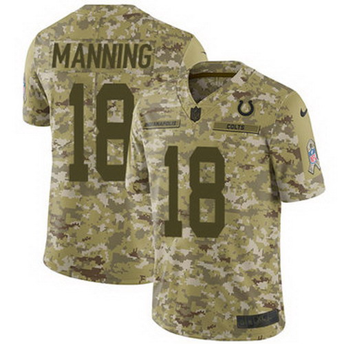 Personalized Colts #18 Peyton Manning Camo Youth Stitched NFL Limited 2018 Salute to Service Jersey