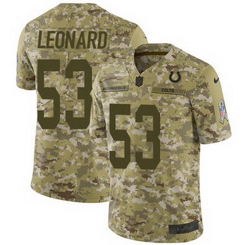 Personalized Colts #53 Darius Leonard Camo Youth Stitched NFL Limited 2018 Salute to Service Jersey