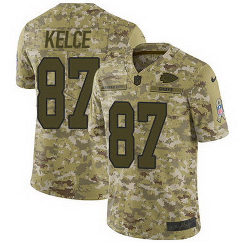Personalized Chiefs #87 Travis Kelce Camo Youth Stitched NFL Limited 2018 Salute to Service Jersey