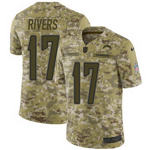 Personalized Chargers #17 Philip Rivers Camo Youth Stitched NFL Limited 2018 Salute to Service Jersey