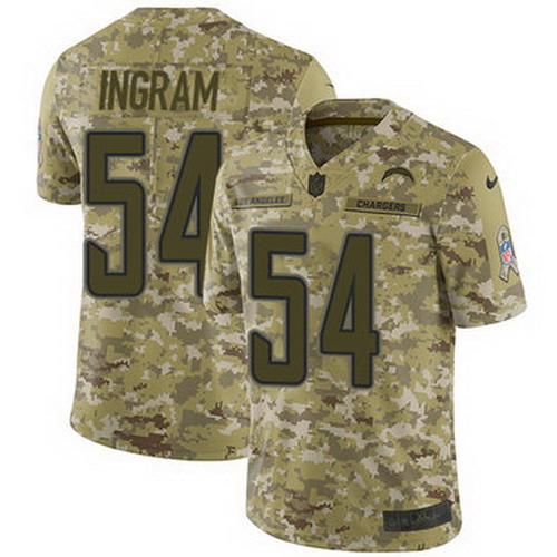 Personalized Chargers #54 Melvin Ingram Camo Youth Stitched NFL Limited 2018 Salute to Service Jersey