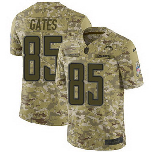 Personalized Chargers #85 Antonio Gates Camo Youth Stitched NFL Limited 2018 Salute to Service Jersey