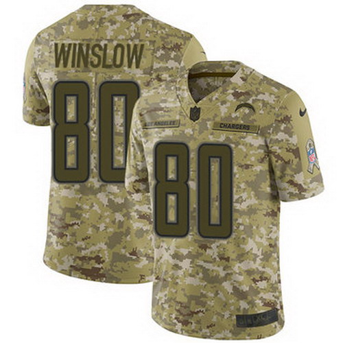 Personalized Chargers #80 Kellen Winslow Camo Youth Stitched NFL Limited 2018 Salute to Service Jersey