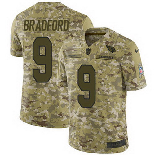 Personalized Cardinals #9 Sam Bradford Camo Youth Stitched NFL Limited 2018 Salute to Service Jersey