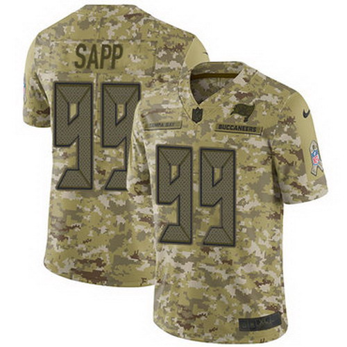 Personalized Buccaneers #99 Warren Sapp Camo Youth Stitched NFL Limited 2018 Salute to Service Jersey