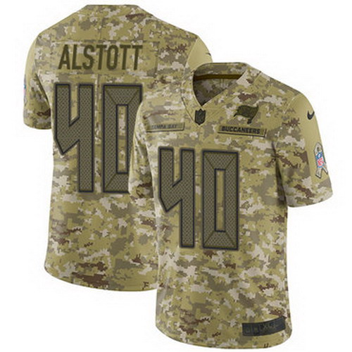 Personalized Buccaneers #40 Mike Alstott Camo Youth Stitched NFL Limited 2018 Salute to Service Jersey