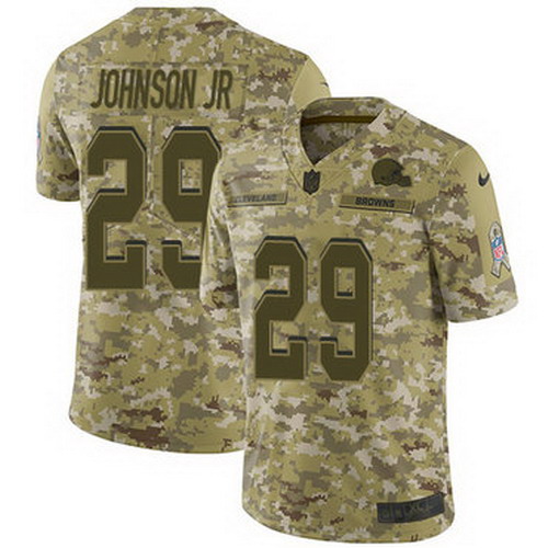 Personalized Browns #29 Duke Johnson Jr Camo Youth Stitched NFL Limited 2018 Salute to Service Jersey