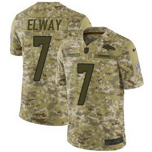 Personalized Broncos #7 John Elway Camo Youth Stitched NFL Limited 2018 Salute to Service Jersey