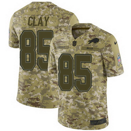 Personalized Bills #85 Charles Clay Camo Youth Stitched NFL Limited 2018 Salute to Service Jersey