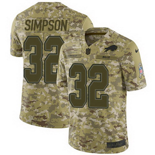 Personalized Bills #32 O. J. Simpson Camo Youth Stitched NFL Limited 2018 Salute to Service Jersey