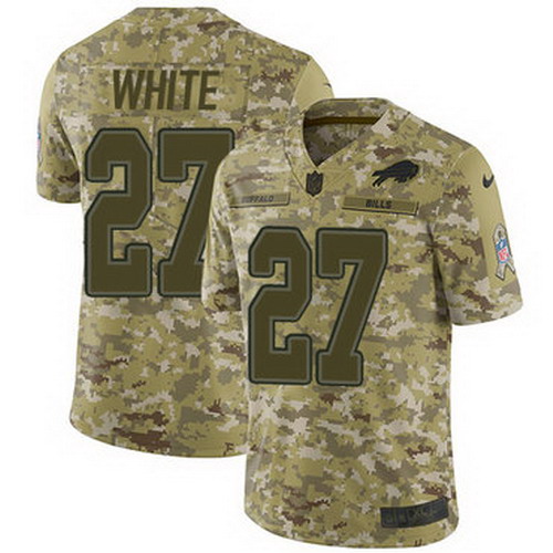 Personalized Bills #27 Tre’Davious White Camo Youth Stitched NFL Limited 2018 Salute to Service Jersey