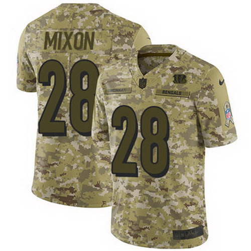 Personalized Bengals #28 Joe Mixon Camo Youth Stitched NFL Limited 2018 Salute to Service Jersey