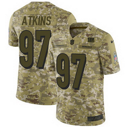 Personalized Bengals #97 Geno Atkins Camo Youth Stitched NFL Limited 2018 Salute to Service Jersey