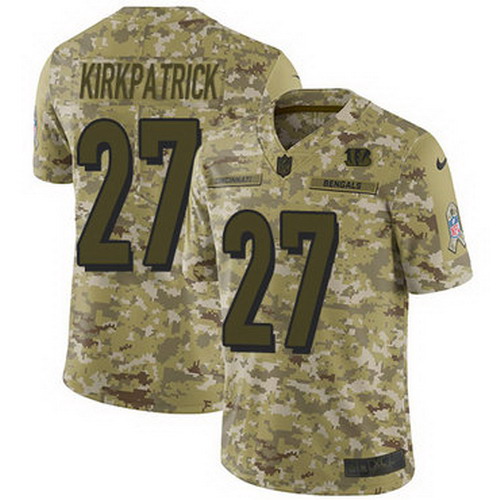 Personalized Bengals #27 Dre Kirkpatrick Camo Youth Stitched NFL Limited 2018 Salute to Service Jersey