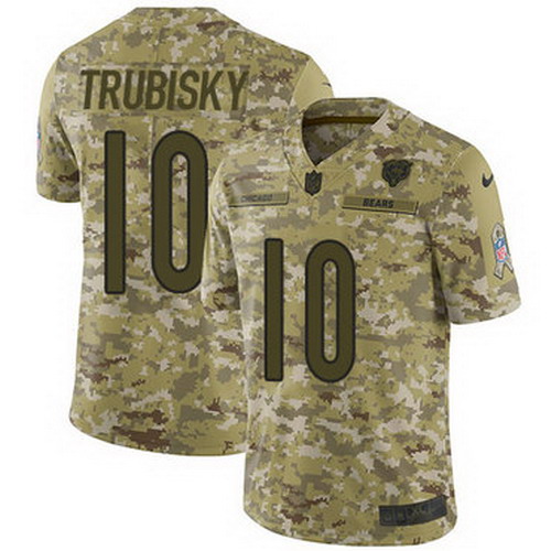 Personalized Bears #10 Mitchell Trubisky Camo Youth Stitched NFL Limited 2018 Salute to Service Jersey