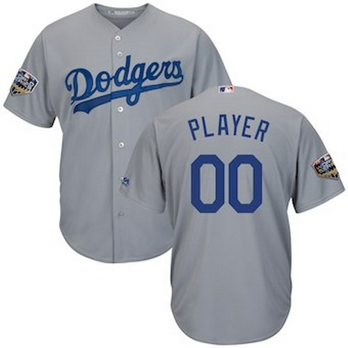 Personalized Custom Men’s Los Angeles Dodgers Gray 2018 World Series Cool Base Jersey