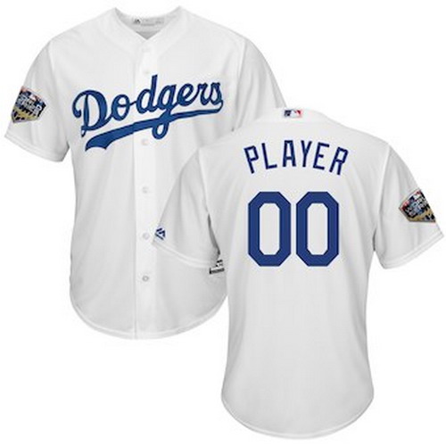 Personalized Custom Men’s Los Angeles Dodgers White 2018 World Series Cool Base Jersey