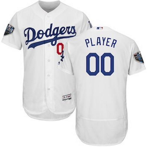 Personalized Custom Men’s Los Angeles Dodgers White 2018 World Series Flex Base Jersey