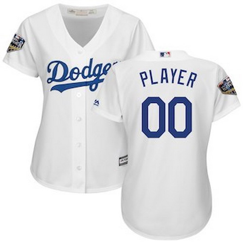 Personalized Custom Women’s Los Angeles Dodgers White 2018 World Series Jersey