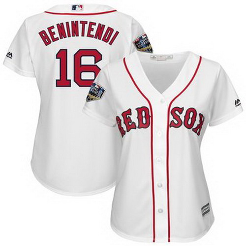 Personalized Red Sox 16 Andrew Benintendi White Women 2018 World Series Cool Base Player Jersey