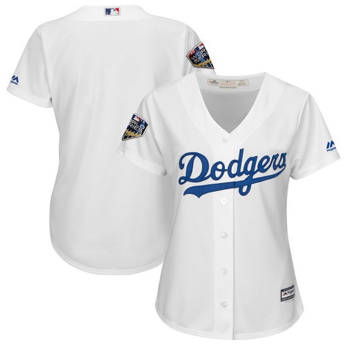 Personalized Dodgers Blank White Women 2018 World Series Cool Base Team Jersey