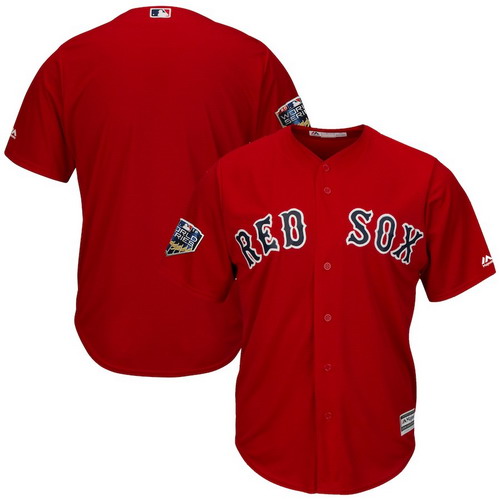 Personalized Red Sox Blank Scarlet 2018 World Series Cool Base Team Jersey